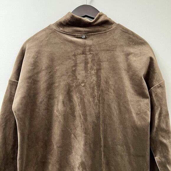 Cable & Gauge Sport Women Size S Brown Velour Lounge Shirt Athleisure Travel - Picture 10 of 11